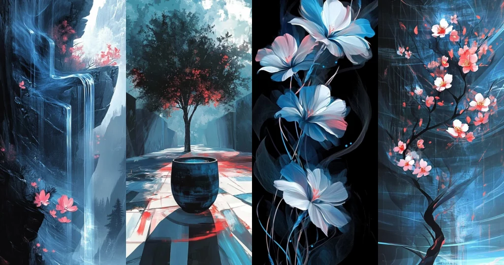 Vivid Cyan and Dark Blue - Midjourney style sref code