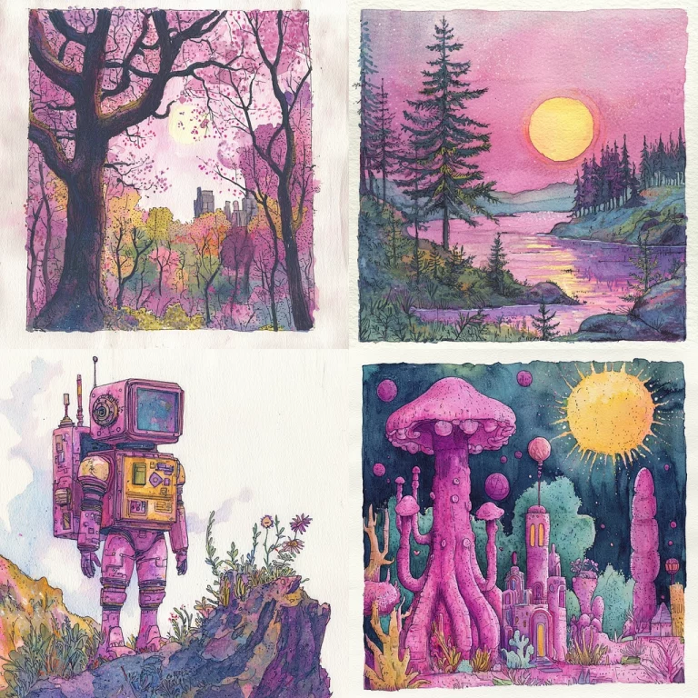 Vibrant Watercolor Surrealism - Midjourney style sref code
