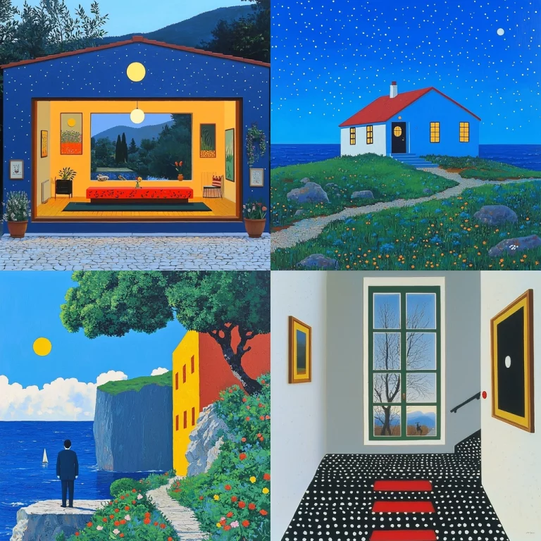 Vivid Contrasting Day-Night Scenes - Midjourney style sref code