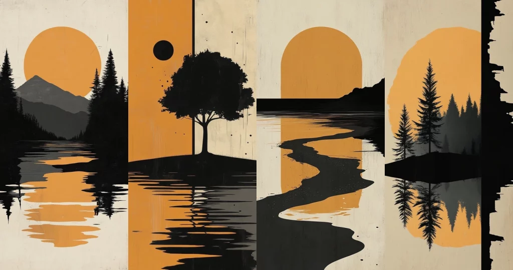 Golden Silhouette Reflection - Midjourney style sref code