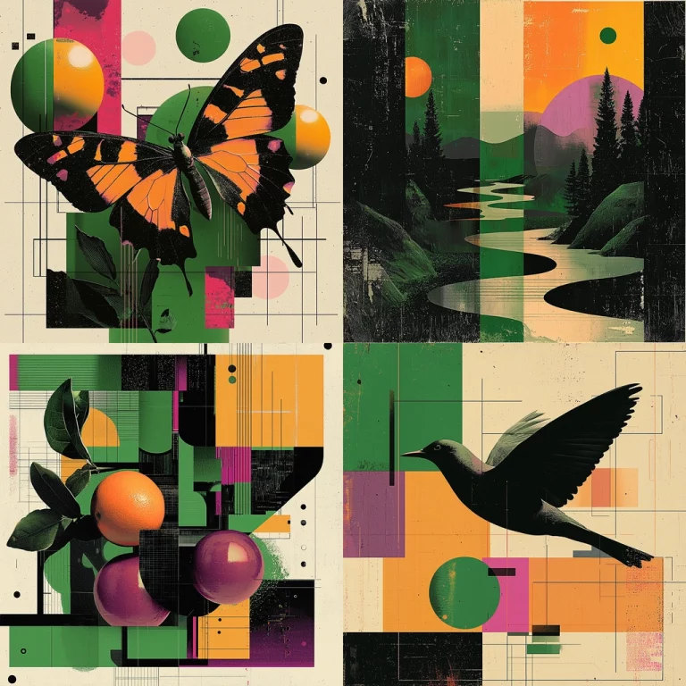 Vintage Geometric Montage - Midjourney style sref code