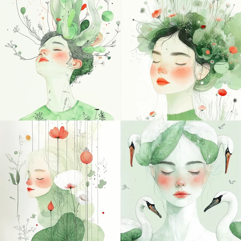 Delicate Green Botanical - Midjourney style sref code