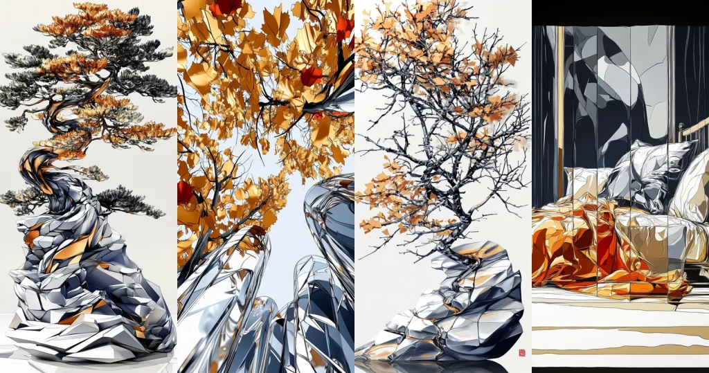 Metallic Autumn Abstraction - Midjourney style sref code