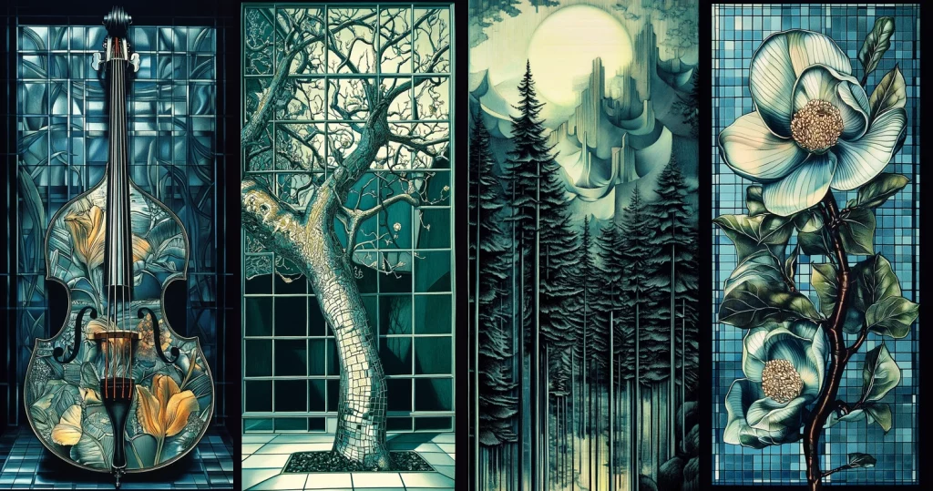 Intricate Cyan Surrealism - Midjourney style sref code