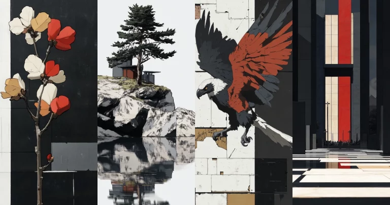 Geometric Composition with Bold Colors - Midjourney style sref code