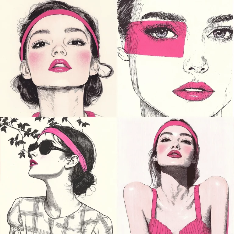 Monochrome Ink with Pink Accents - Midjourney style sref code