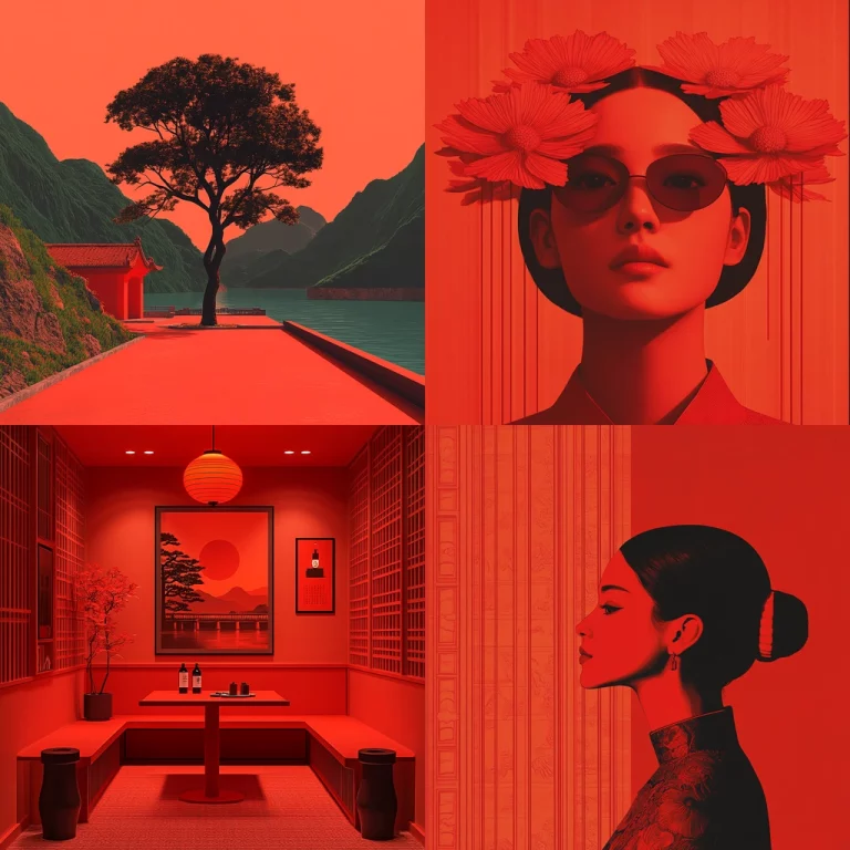 Red Dominance with Minimalist Forms - Midjourney style sref code