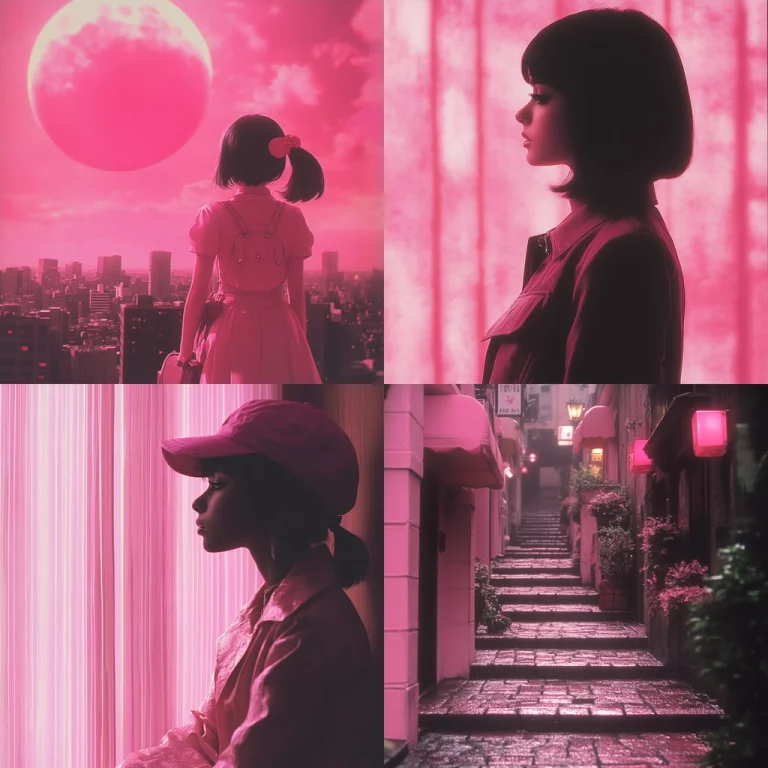 Pink Neon Cityscape - Midjourney style sref code