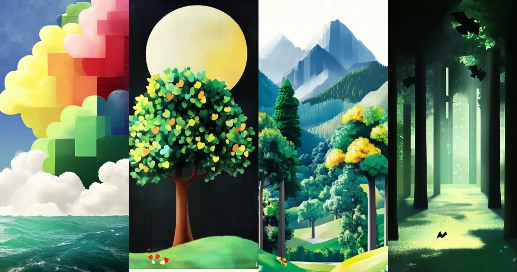 Bright Geometric Nature - Midjourney style sref code