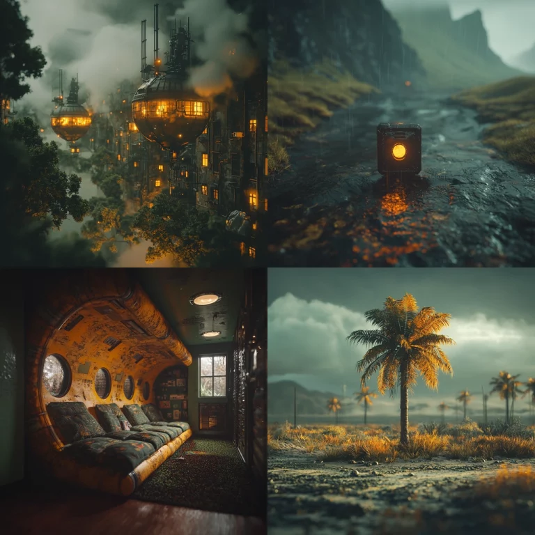 Golden Industrial Dreamscape - Midjourney style sref code