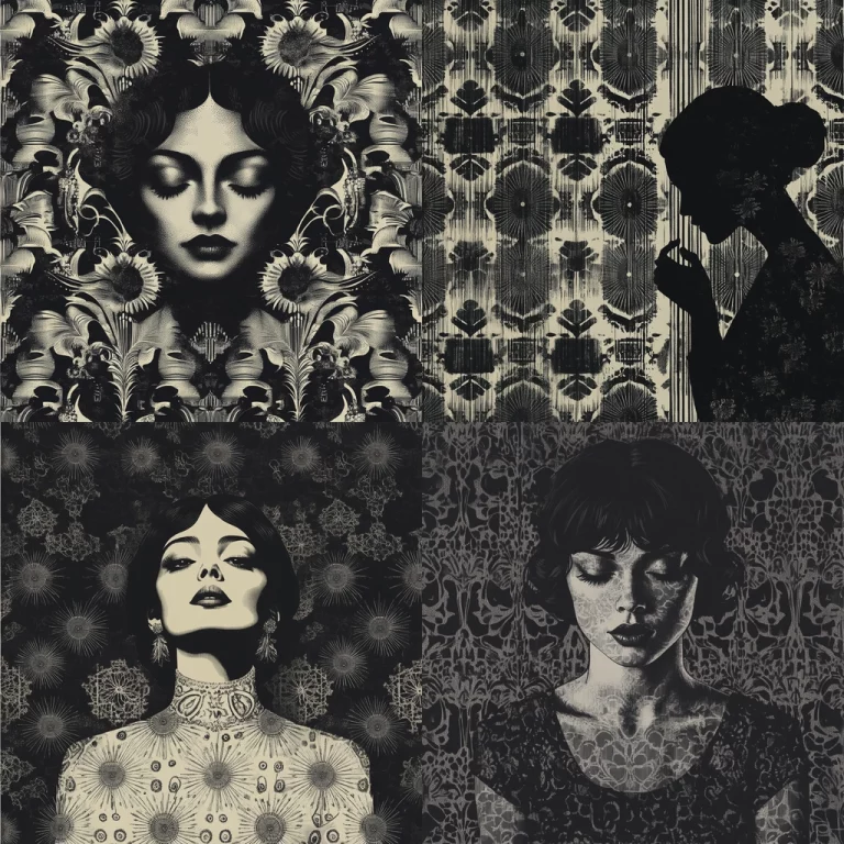 Ornate Silhouette Floral Fusion - Midjourney style sref code