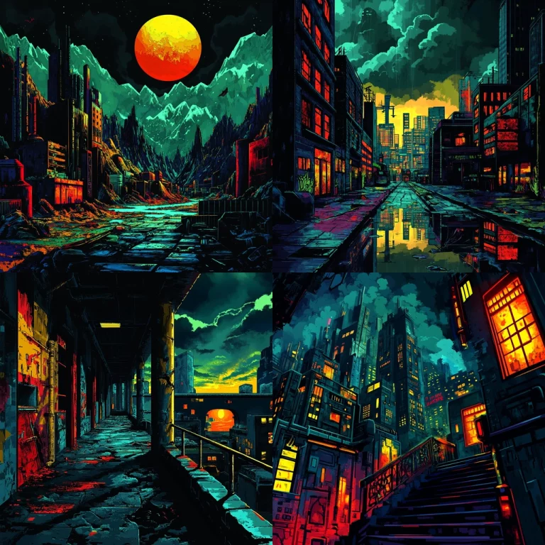 Vivid Nocturnal Urban Textures - Midjourney style sref code