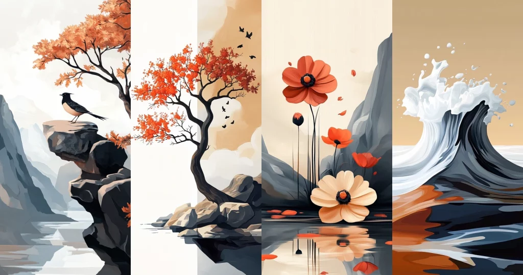 Warm Earth Tones with Fluid Motion - Midjourney style sref code