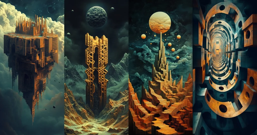 Golden Dimensional Geometry - Midjourney style sref code