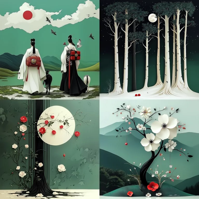 Muted Green Abstract Harmony - Midjourney style sref code