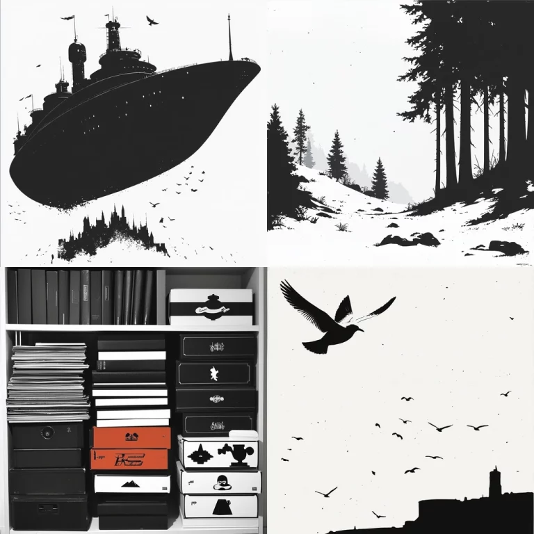 Monochrome Silhouette Scenes - Midjourney style sref code