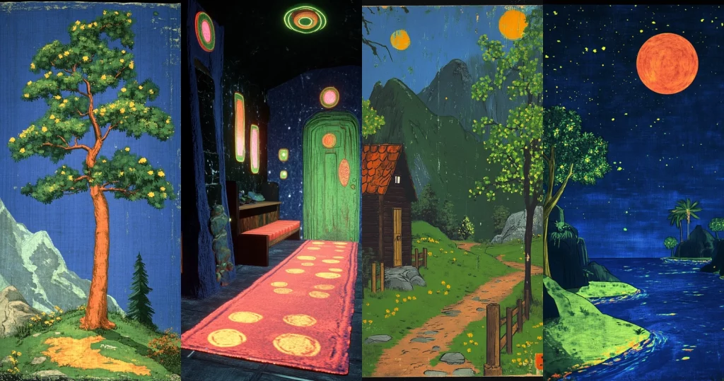 Vibrant Luminescent Landscape - Midjourney style sref code