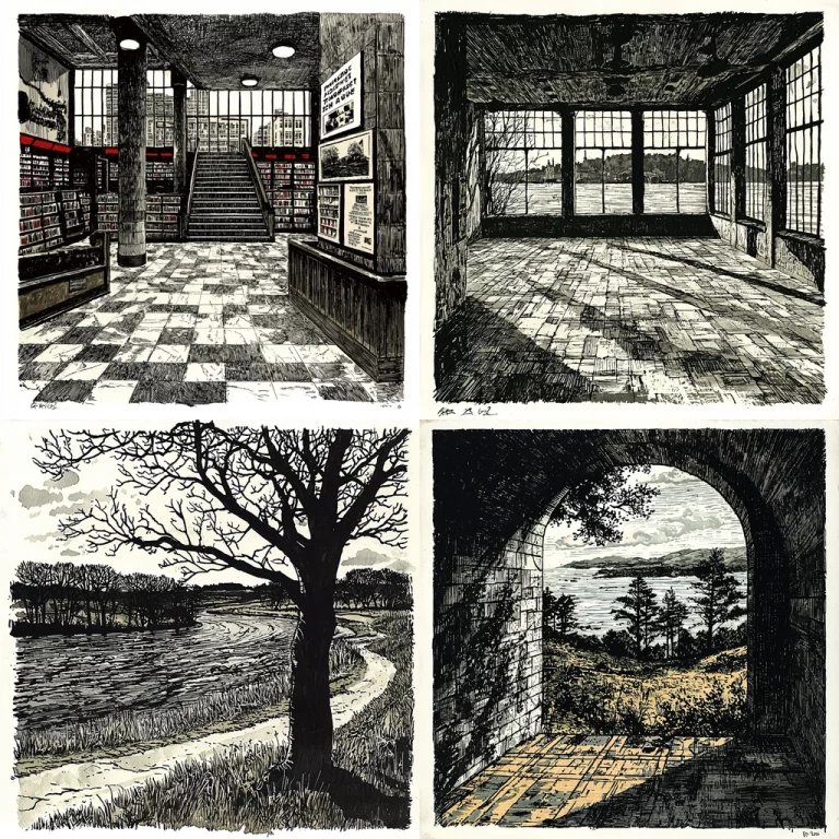 Monochrome Textured Ink - Midjourney style sref code