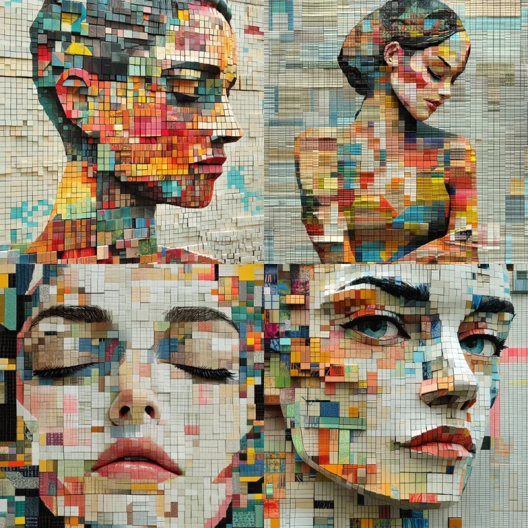 Textured Pixel Color Mosaic - Midjourney style sref code