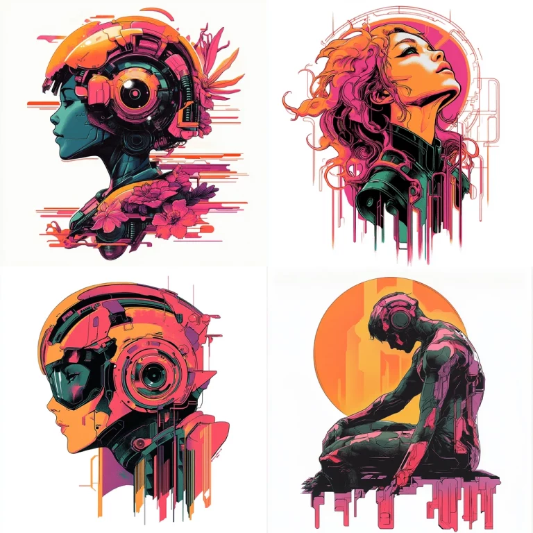 Vibrant Cybernetic Illustration - Midjourney style sref code