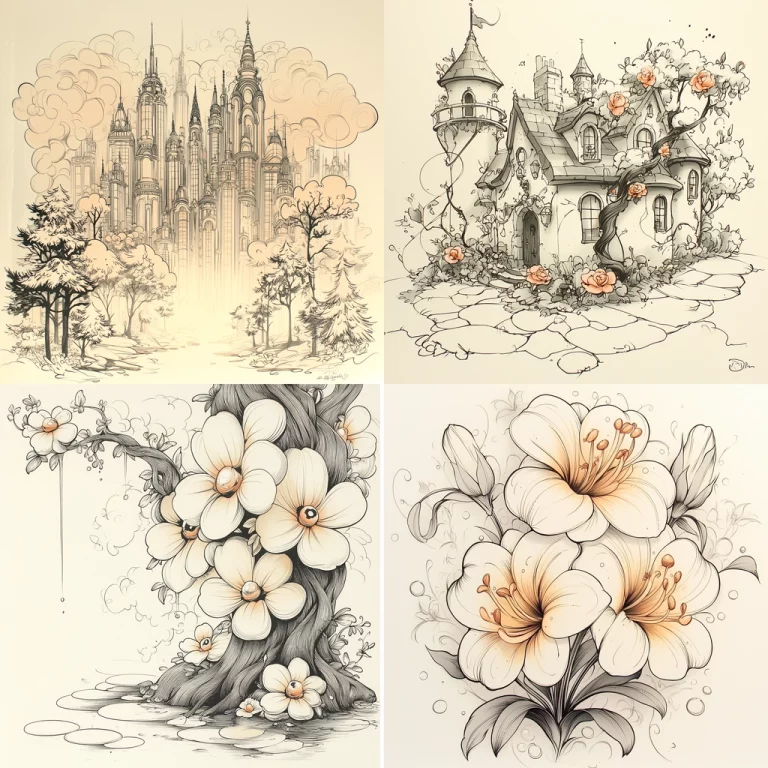 Monochrome Ink with Floral Accents - Midjourney style sref code