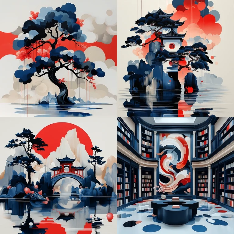 Red Indigo Reflection Composition - Midjourney style sref code