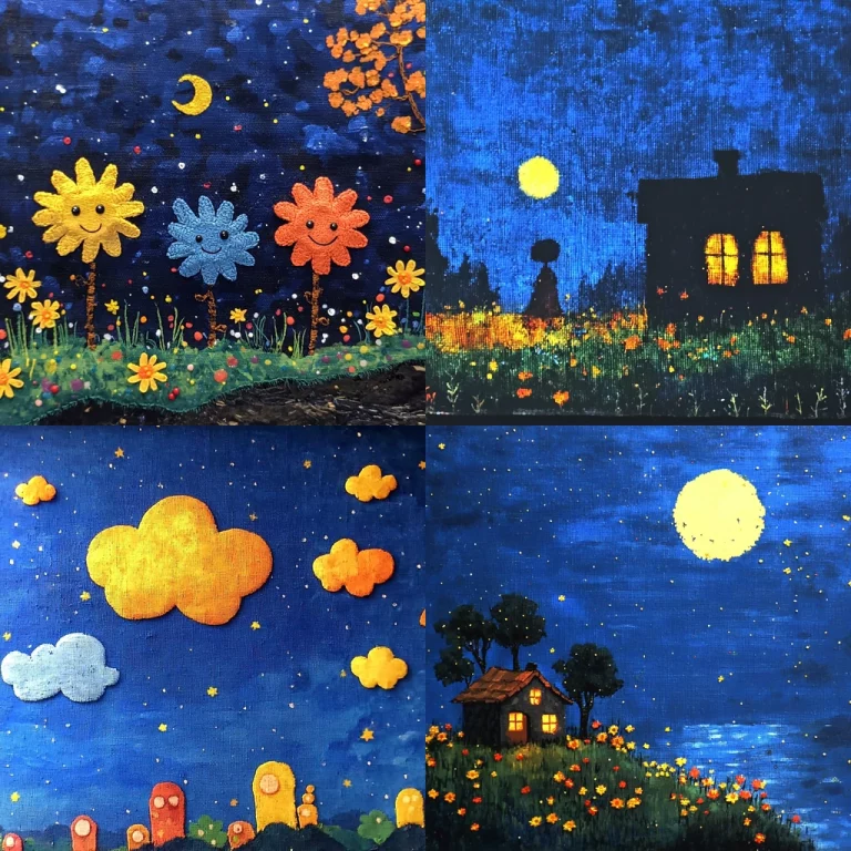 Whimsical Nightscape Silhouettes - Midjourney style sref code 