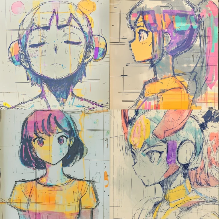 Neon Pastel Sketch - Midjourney style sref code 