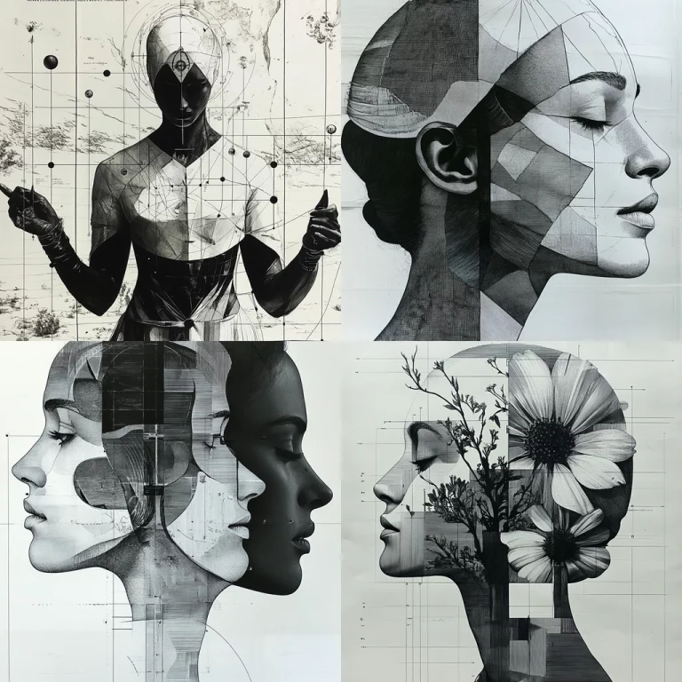 Geometric Monochrome Surrealism - Midjourney style sref code