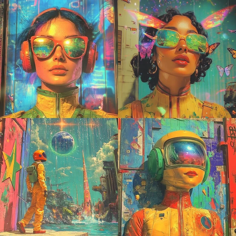 Vibrant Reflective Illustration - Midjourney style sref code