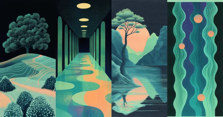 Neon Landscapes and Fluid Patterns - Midjourney style sref code