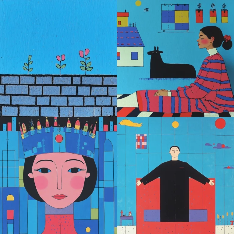 Blue and Red Geometric Forms - Midjourney style sref code