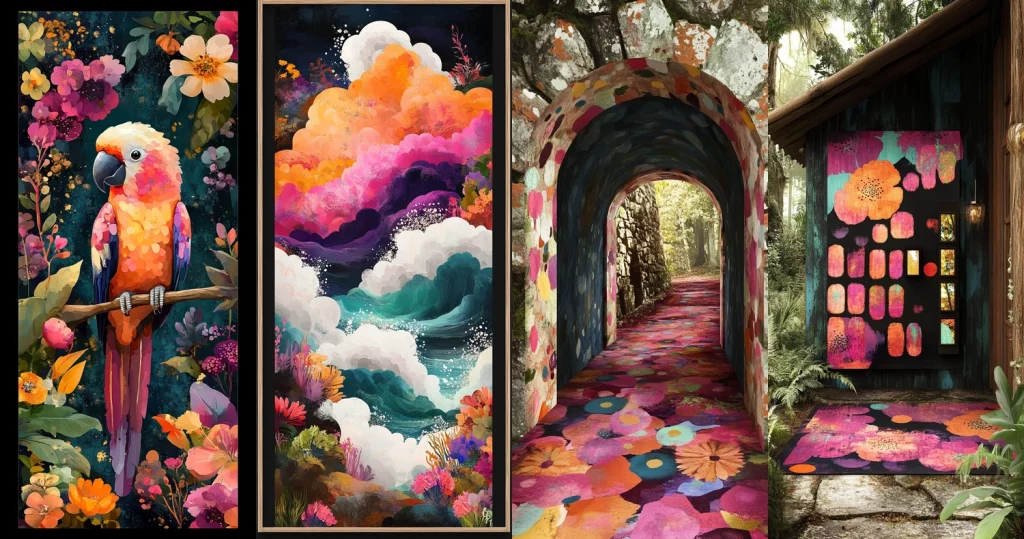 Vibrant Floral Textural Surrealism - Midjourney style sref code