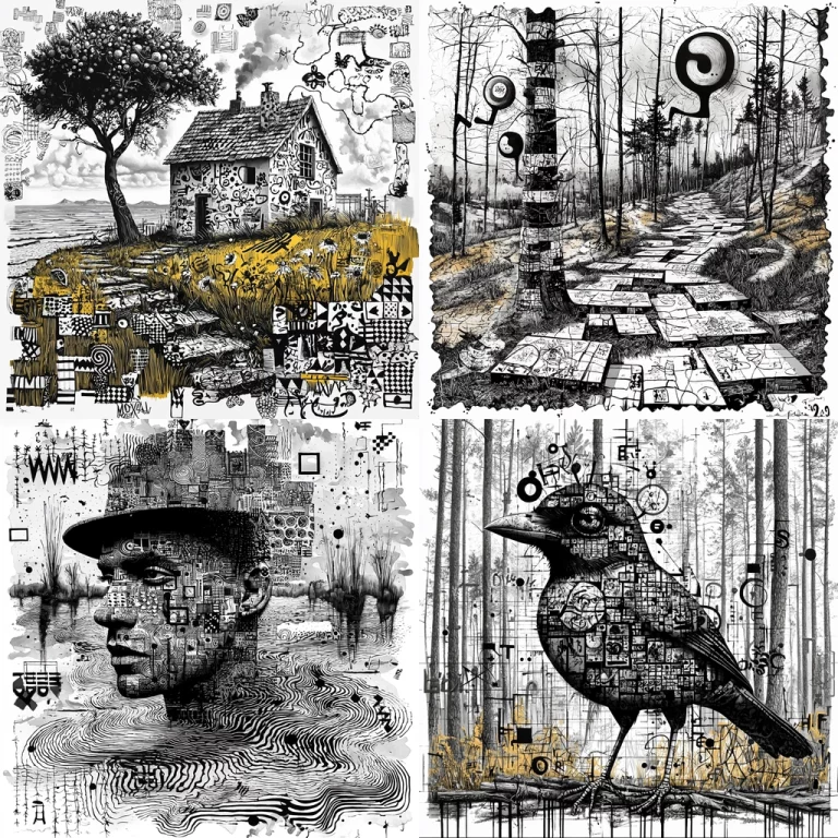 Monochrome Abstract Patterns - Midjourney style sref code