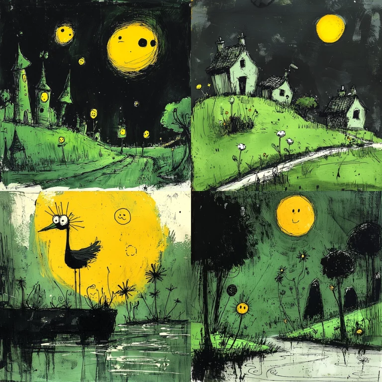 Bright Yellow Green Contrast - Midjourney style sref code