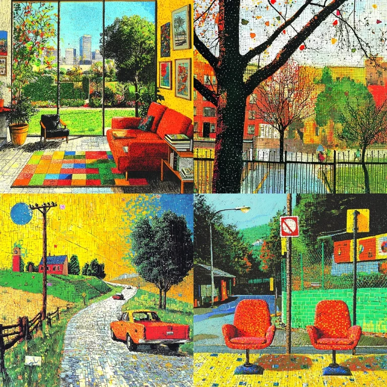 Vivid Neoplasticism Mosaic - Midjourney style sref code