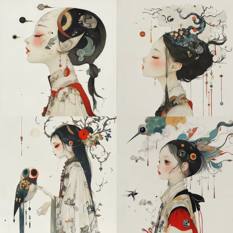 Intricate Linework and Bold Red Accents - Midjourney style sref code