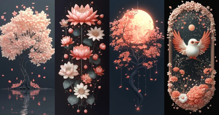 Soft Blossoms with Dark Background - Midjourney style sref code