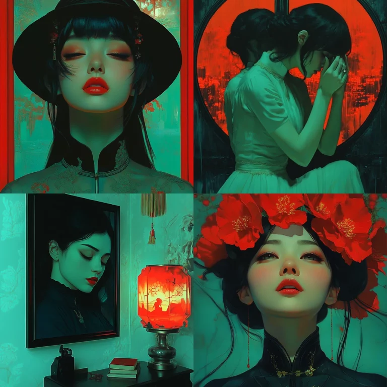 Red-Cyan Contrast Portraiture - Midjourney style sref code