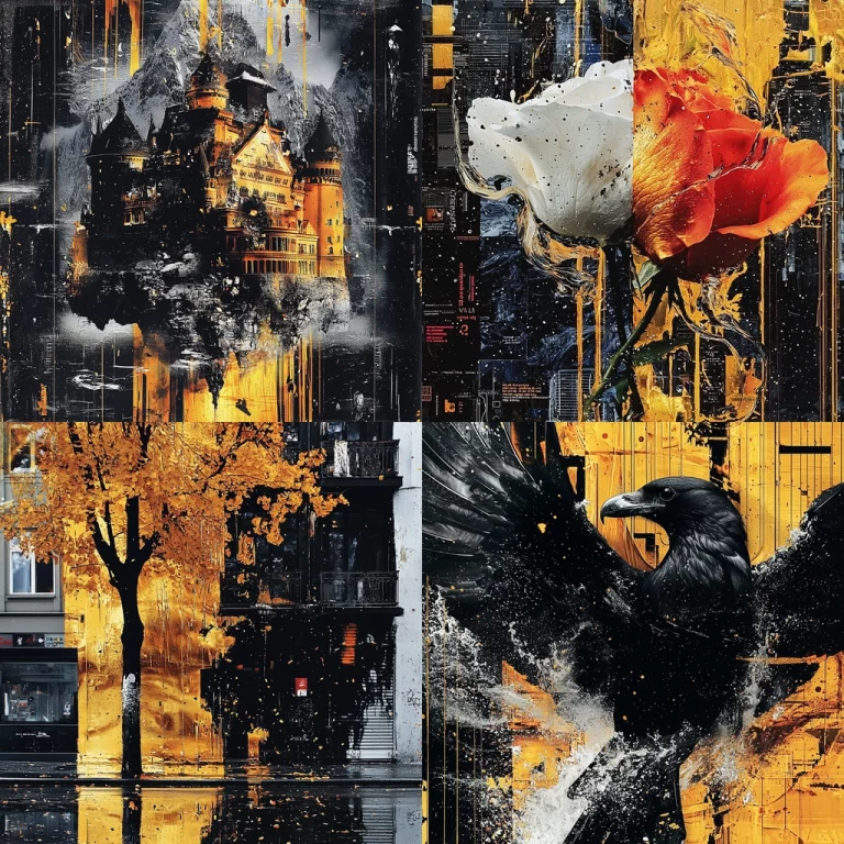 Vibrant Gold on Black - Midjourney style sref code