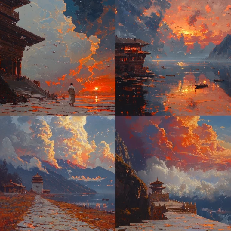 Sunset Cloudscapes with Warm Palettes - Midjourney style sref code 