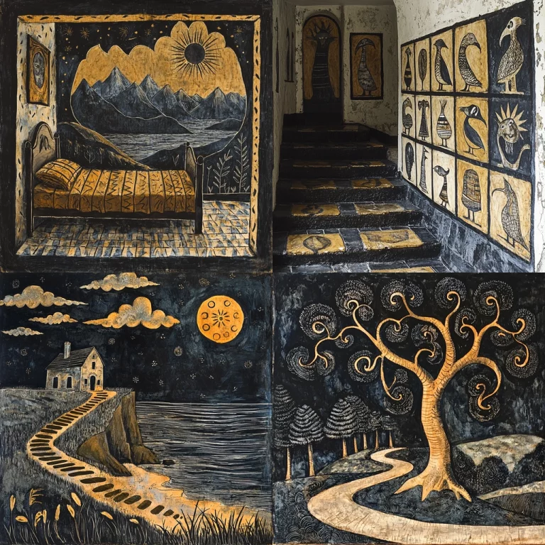 Gold and Black Medieval Imagery - Midjourney style sref code