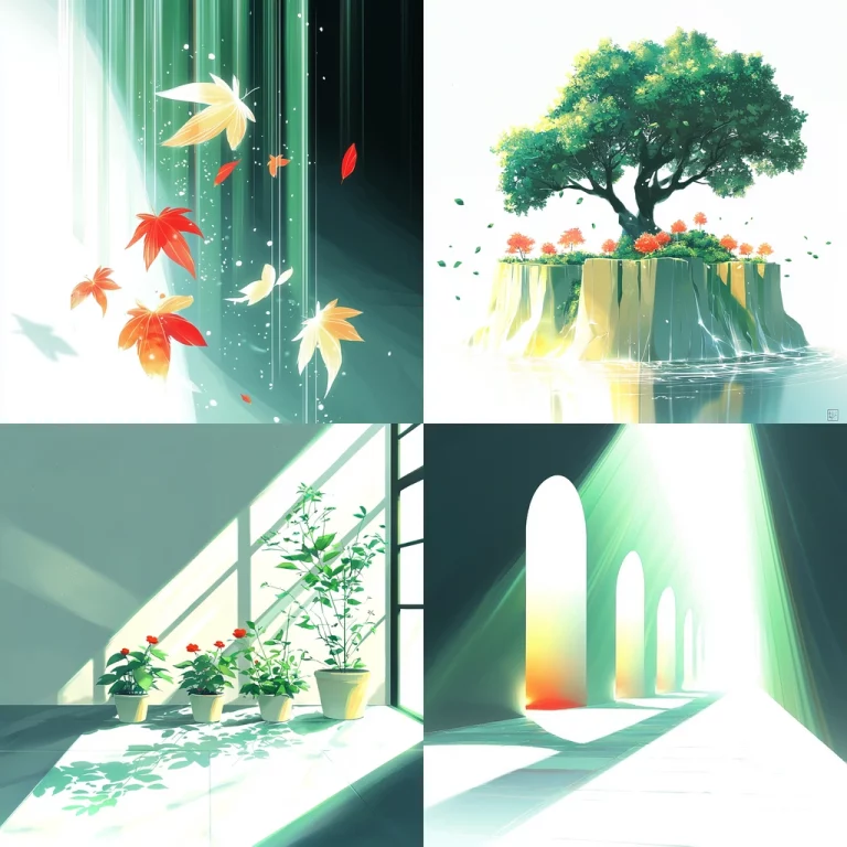 Light-infused Green and Red Splashes - Midjourney style sref code