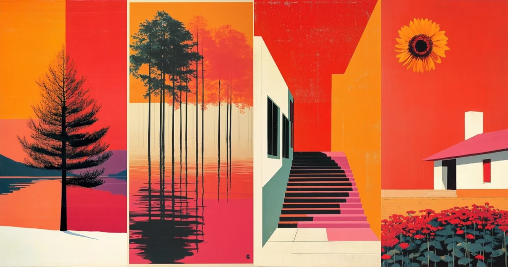 Bold Geometric Warmth – Midjourney style sref code