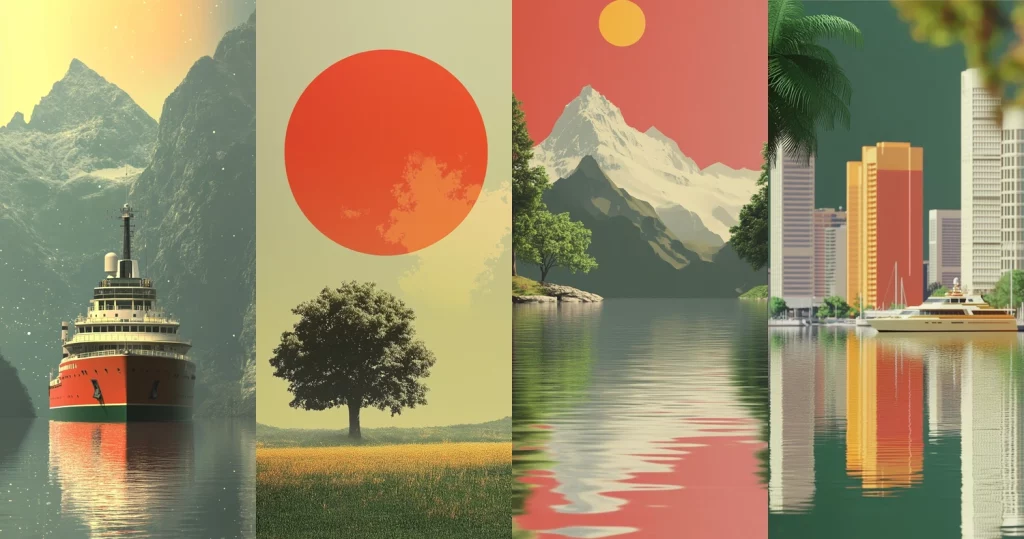 Vivid Reflective Landscapes - Midjourney style sref code