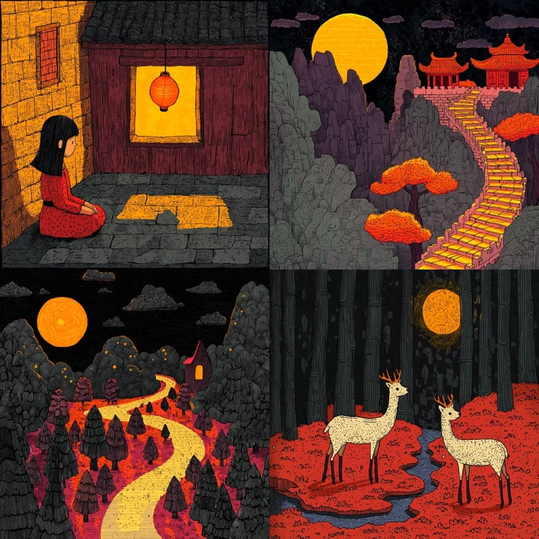 Warm Tone Eastern Nightscape - Midjourney style sref code