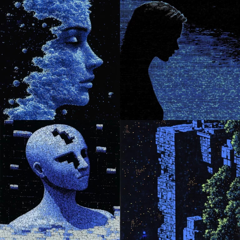 Blue Fragmented Silhouette Textures - Midjourney style sref code Blue Fragmented Silhouette Textures - Midjourney style sref code