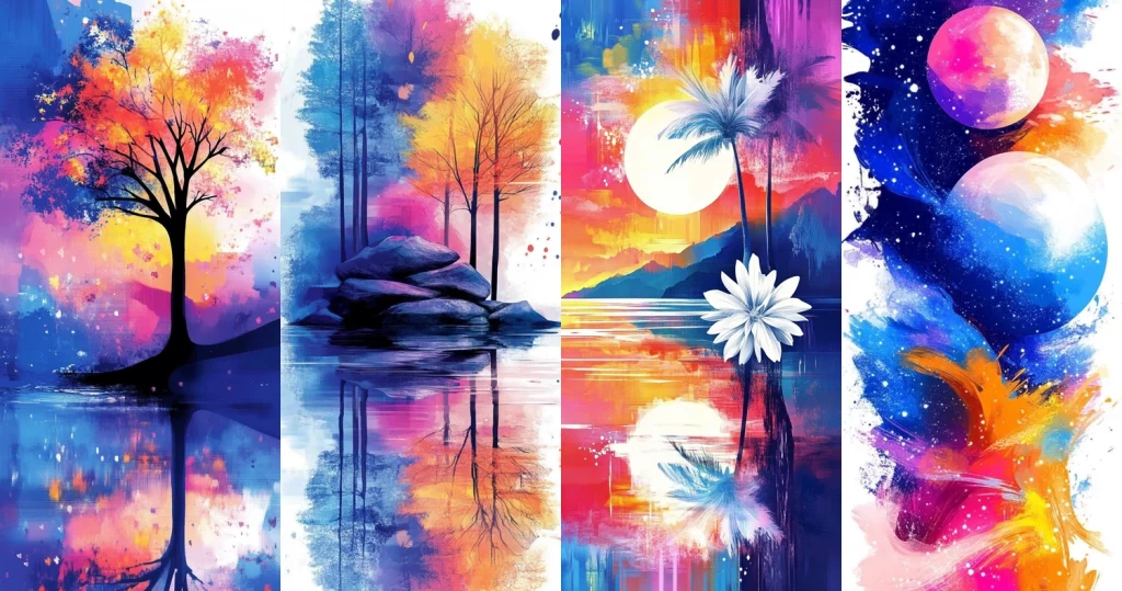 Vibrant Reflective Dreamscapes - Midjourney style sref code