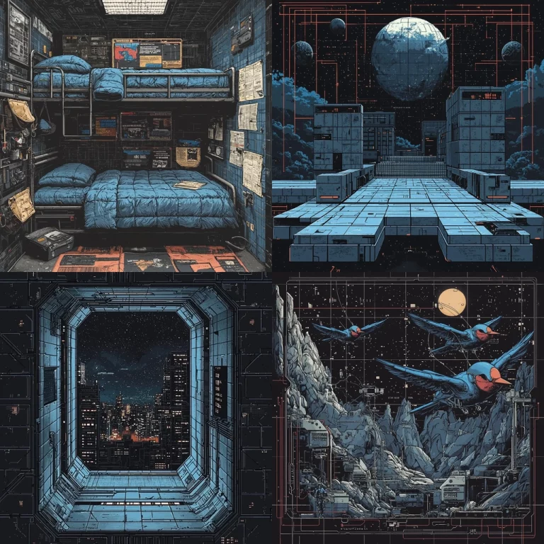 Sci-Fi Architectural Blueprints - Midjourney style sref code 