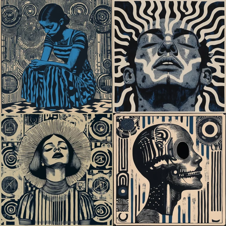 Monochrome Geometric Illustration - Midjourney style sref code